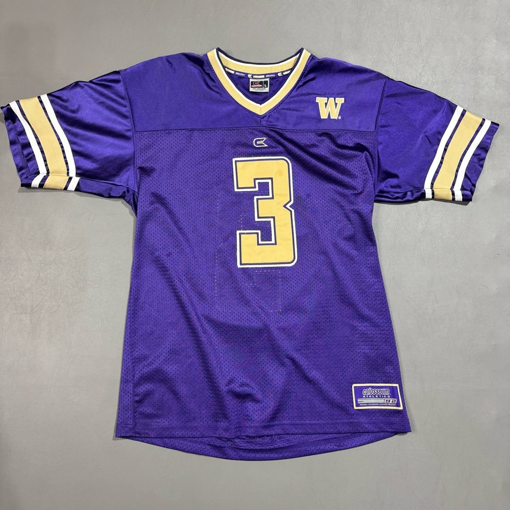 Washington Huskies #3 Football Jersey Purple Gold Men’s L 23x34 Colosseum